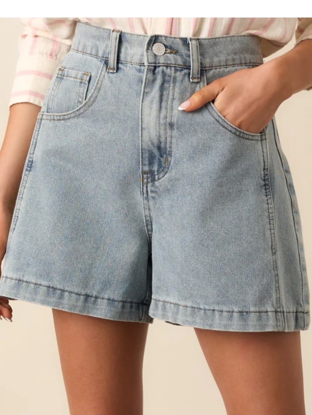 entro Light Blue High-Waist Denim Shorts